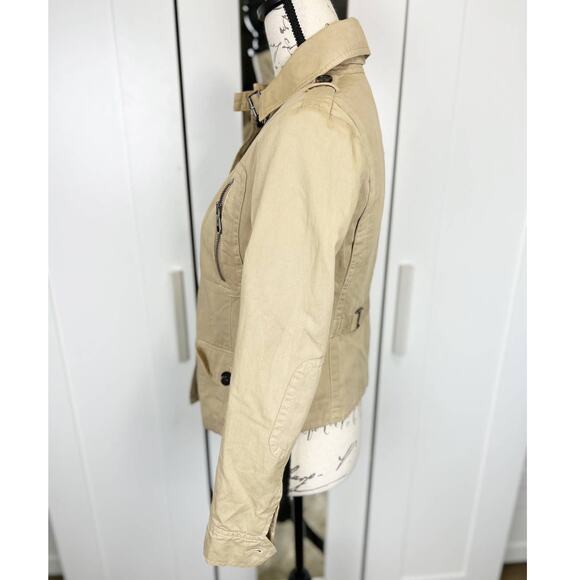 Martin and Osa Khaki Linen Blend Casual Military Style Utility Jacket Size 2 - Picture 3 of 14